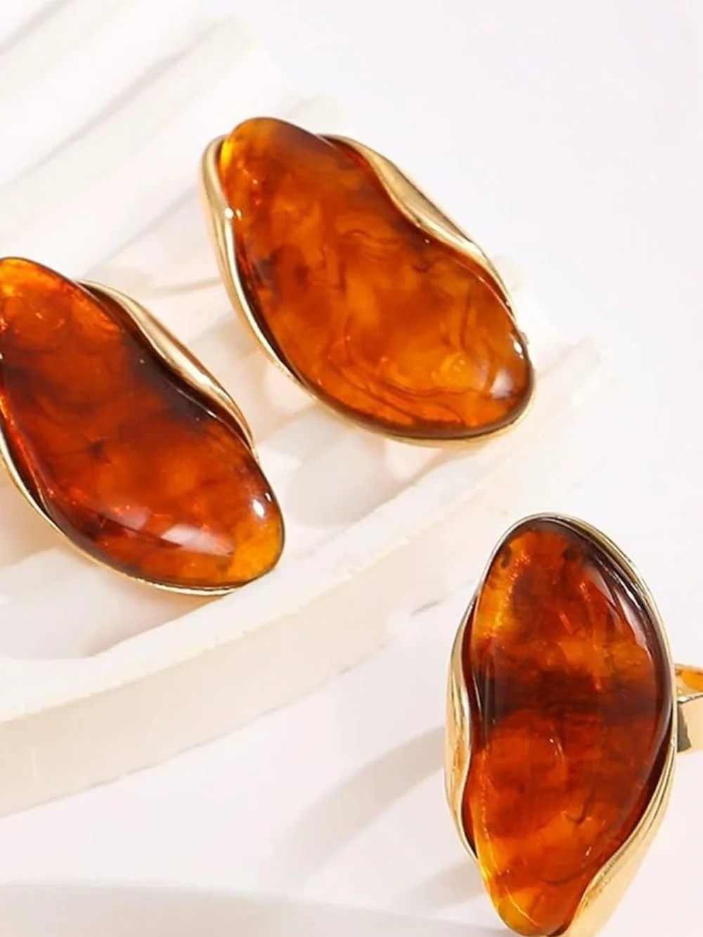 Golden Ember Couture Abstract Statement Jewelry Set